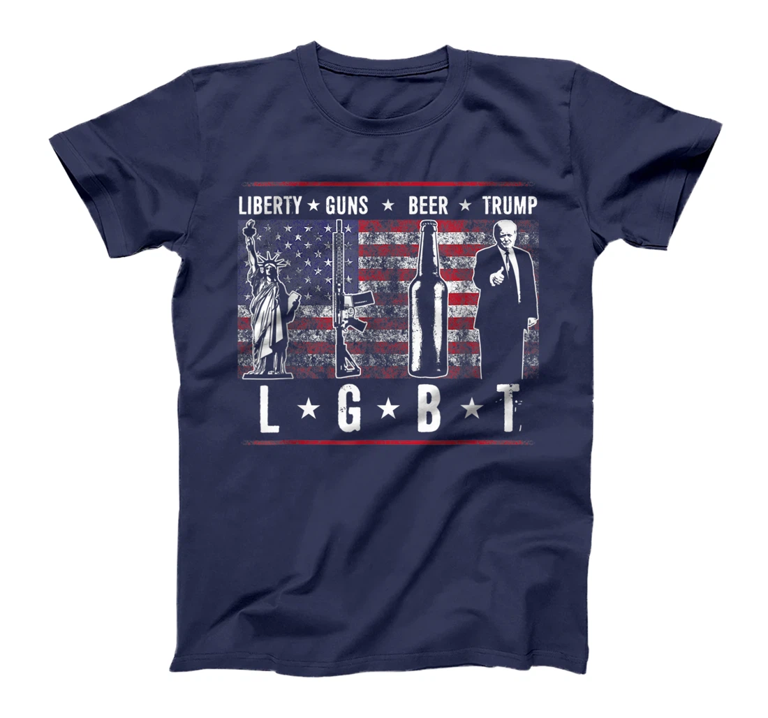 Liberty Guns Beer Trump TShirt LGBT Parody T-Shirt