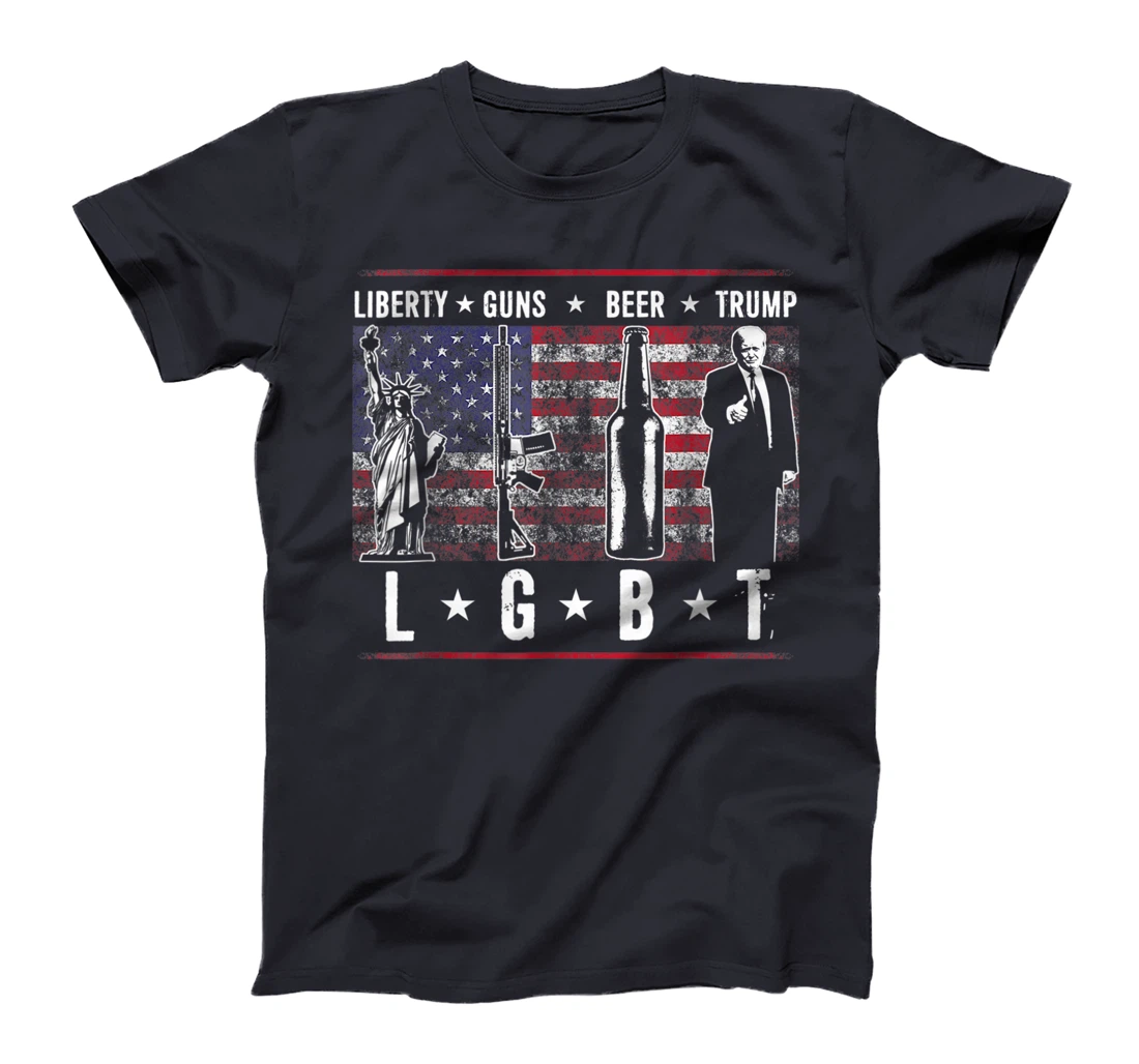 Liberty Guns Beer Trump TShirt LGBT Parody T-Shirt