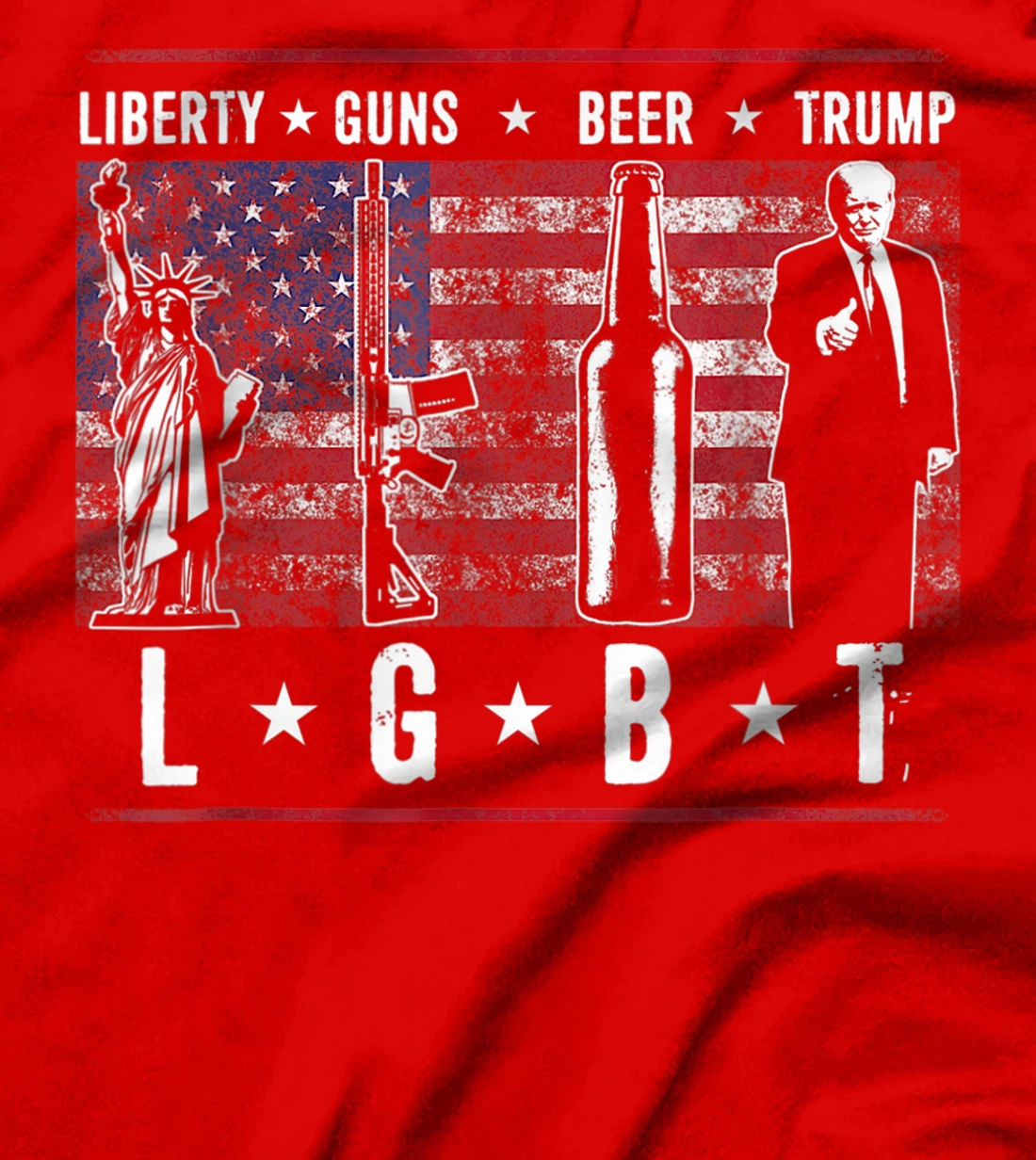 Liberty Guns Beer Trump TShirt LGBT Parody T-Shirt