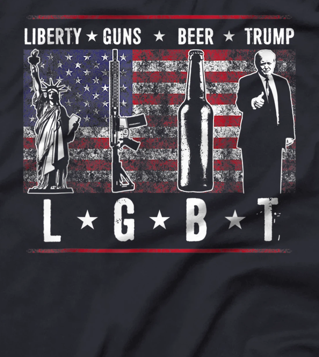 Liberty Guns Beer Trump TShirt LGBT Parody T-Shirt