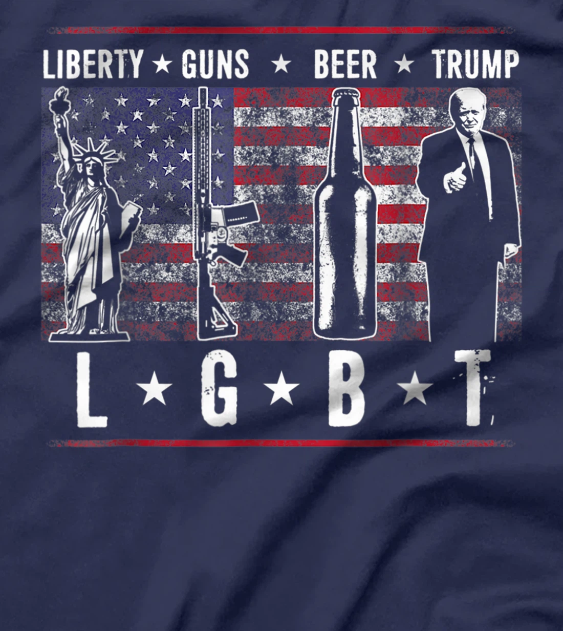 Liberty Guns Beer Trump TShirt LGBT Parody T-Shirt