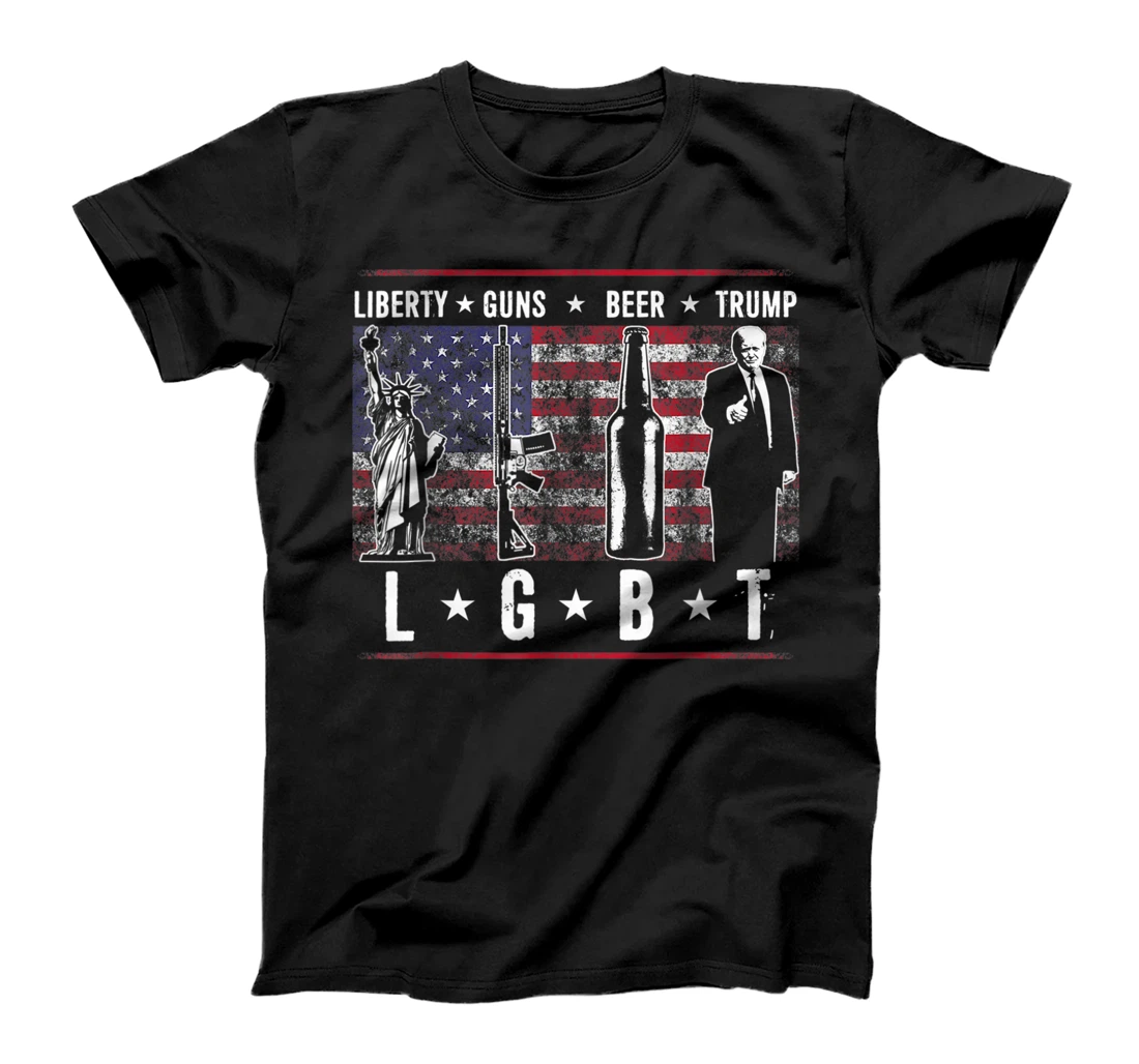 Liberty Guns Beer Trump TShirt LGBT Parody T-Shirt