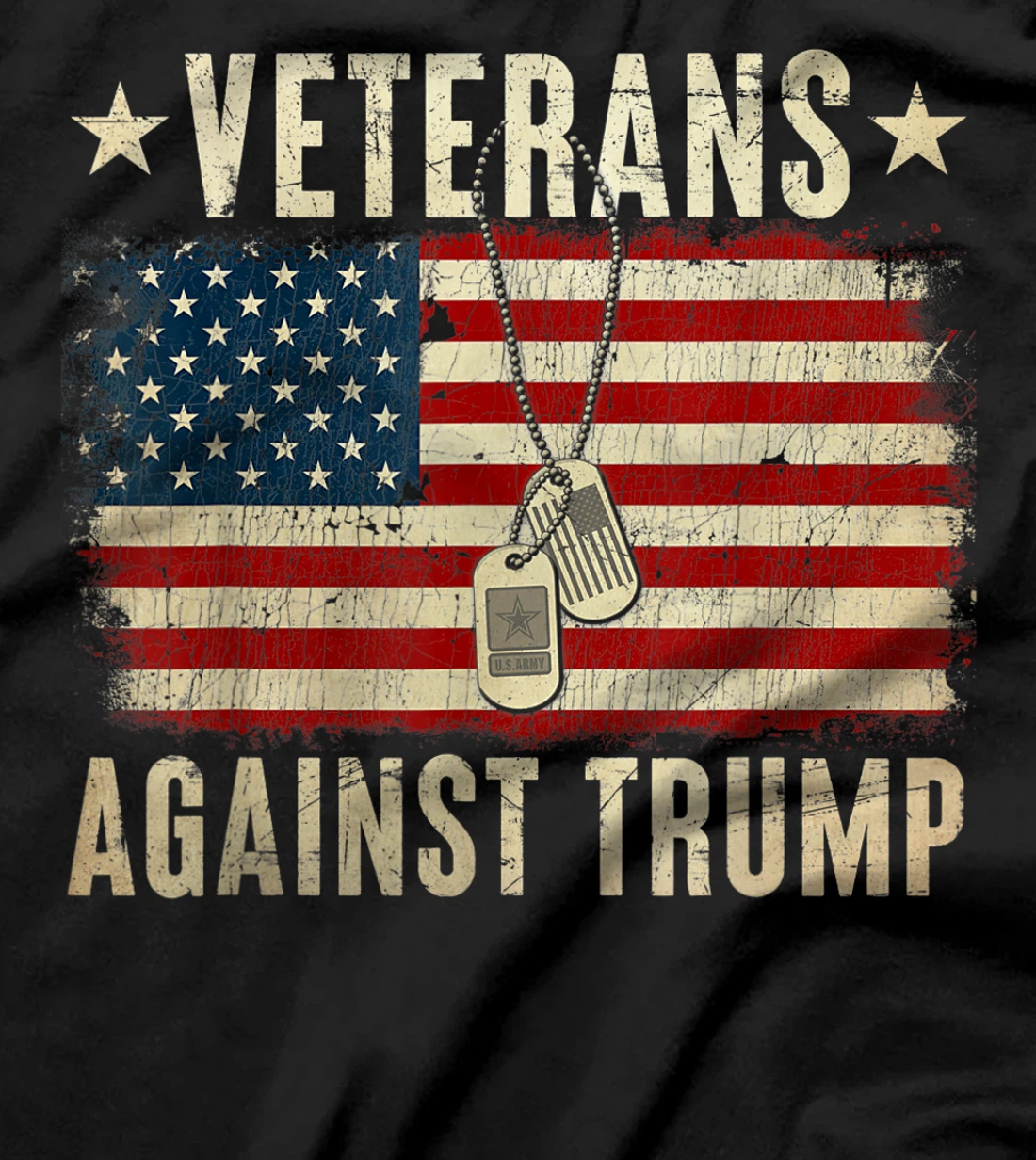 Vintage Veterans Against Trump American Flag T-Shirt