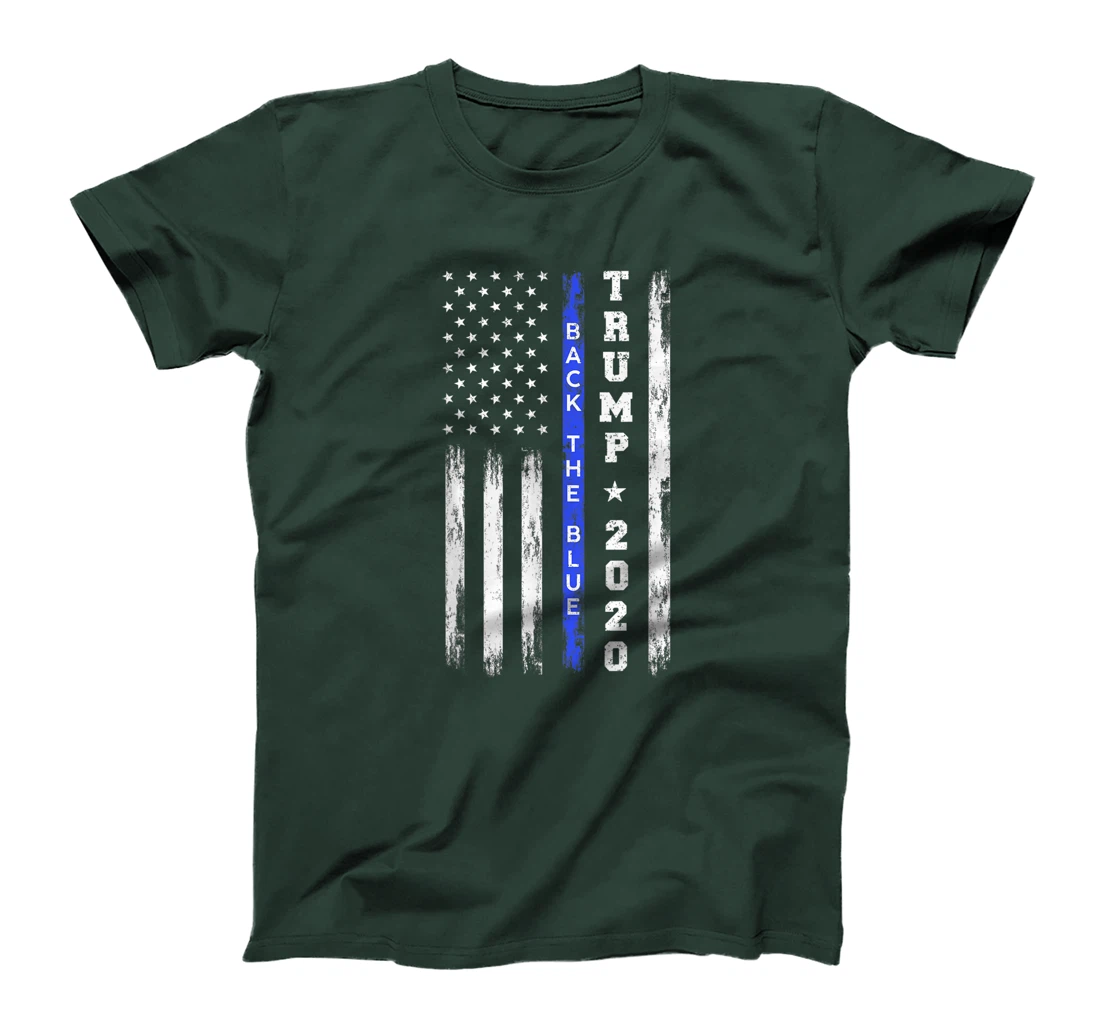 Pro Trump Back The Blue Thin Blue Line American Flag Police T-Shirt