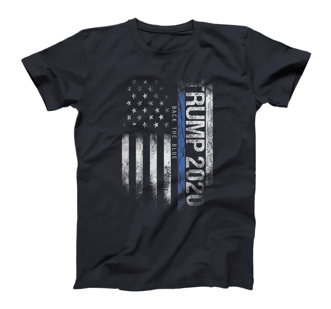 Trump Back The Blue US Flag Pro Trump Thin Blue Line T-Shirt