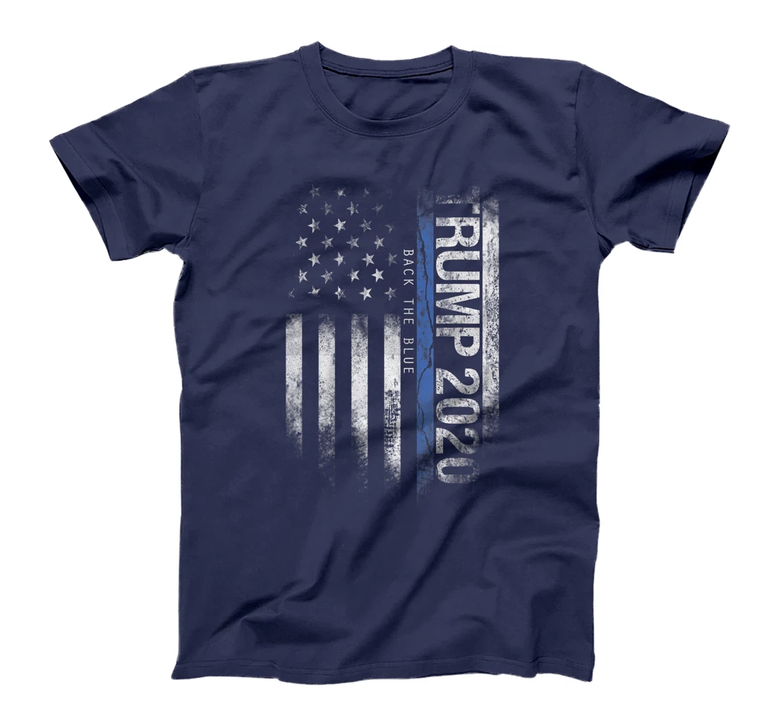 Trump Back The Blue US Flag Pro Trump Thin Blue Line T-Shirt