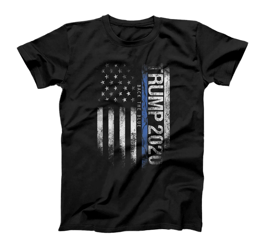 Trump Back The Blue US Flag Pro Trump Thin Blue Line T-Shirt