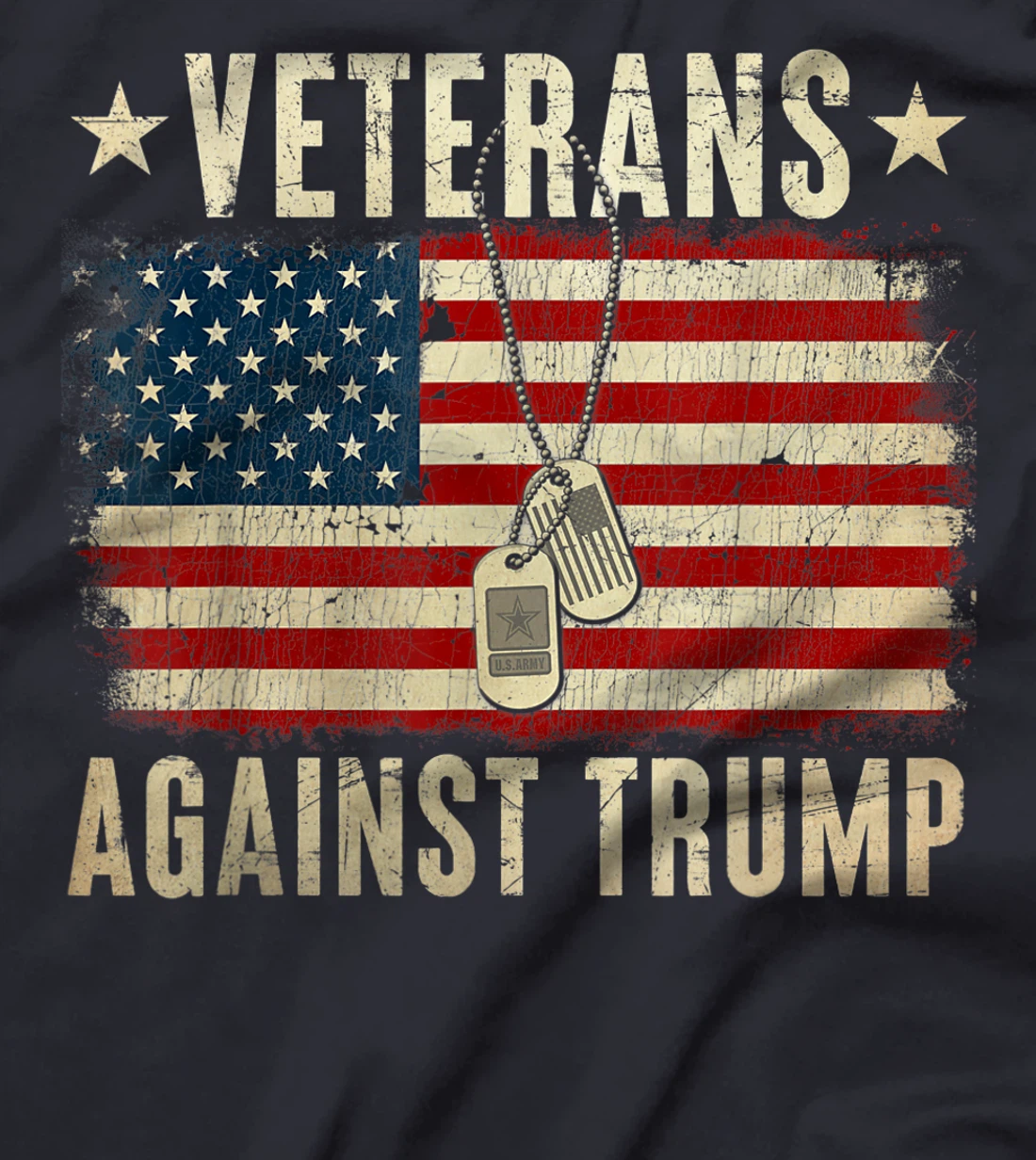 Vintage Veterans Against Trump American Flag T-Shirt