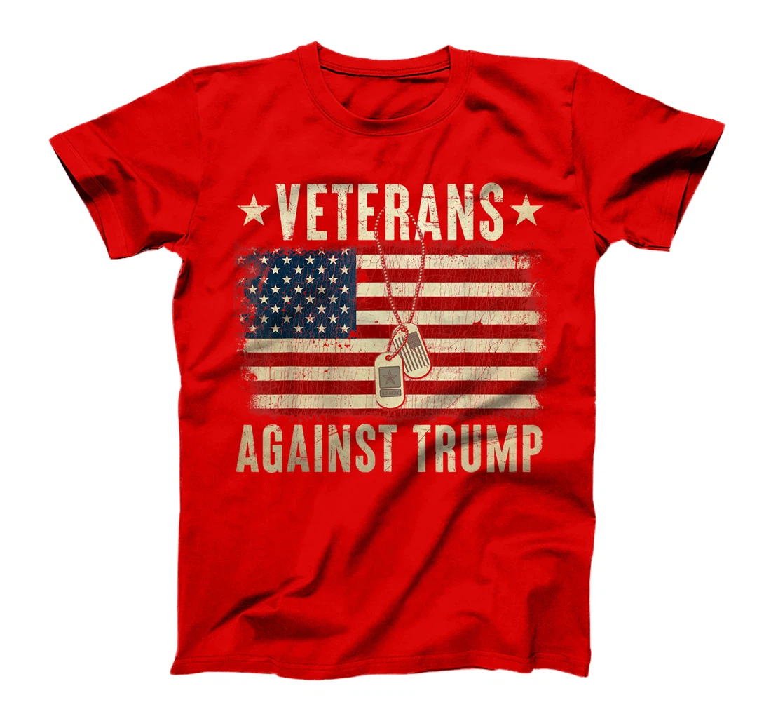 Vintage Veterans Against Trump American Flag T-Shirt