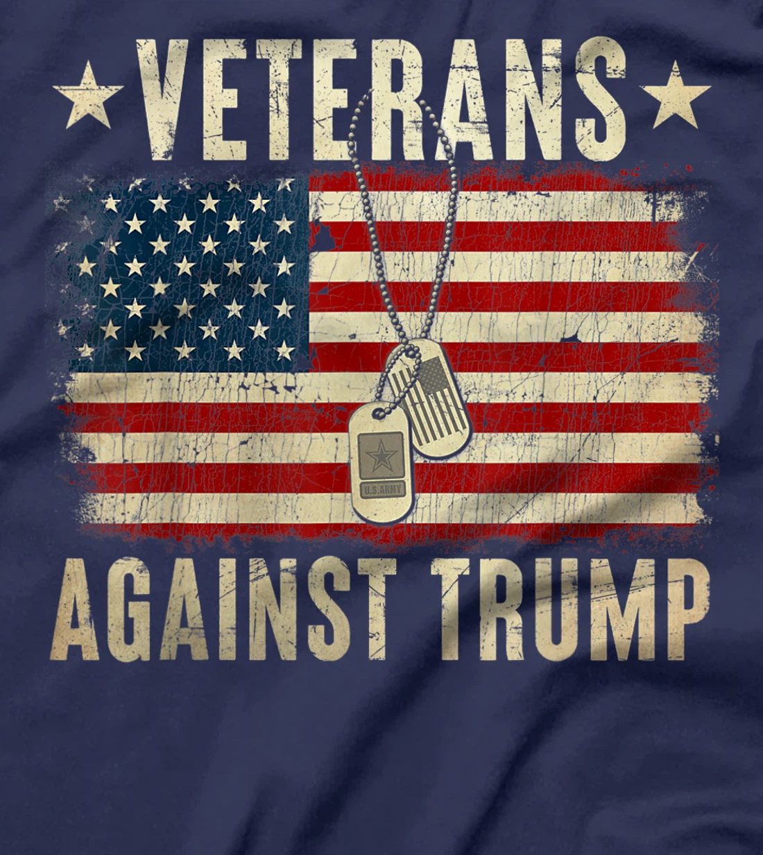 Vintage Veterans Against Trump American Flag T-Shirt