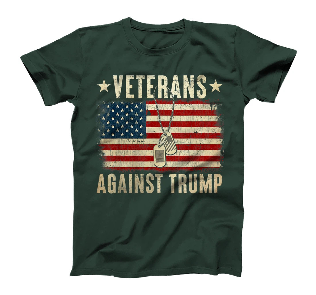 Vintage Veterans Against Trump American Flag T-Shirt
