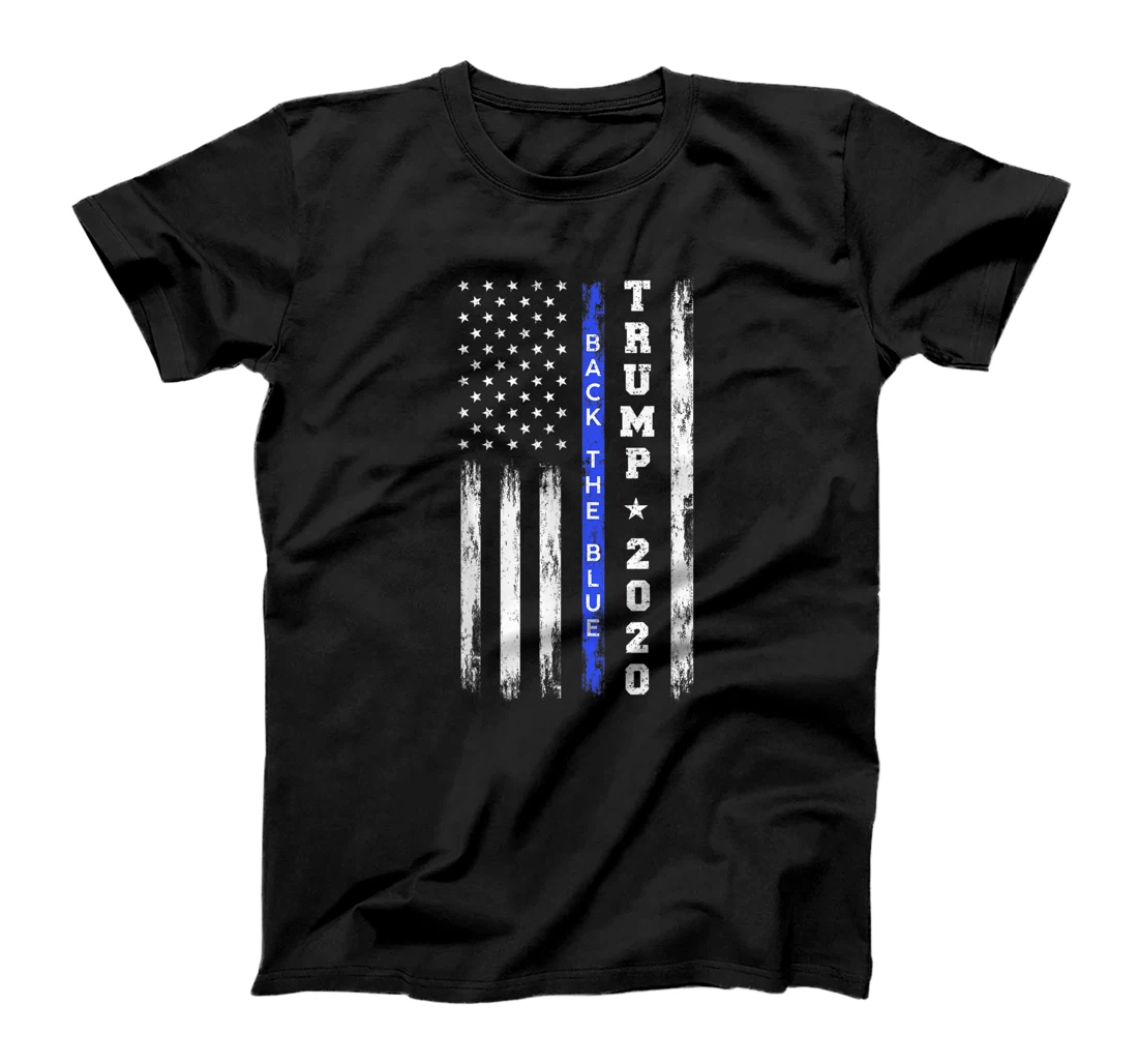 Pro Trump Back The Blue Thin Blue Line American Flag Police T-Shirt