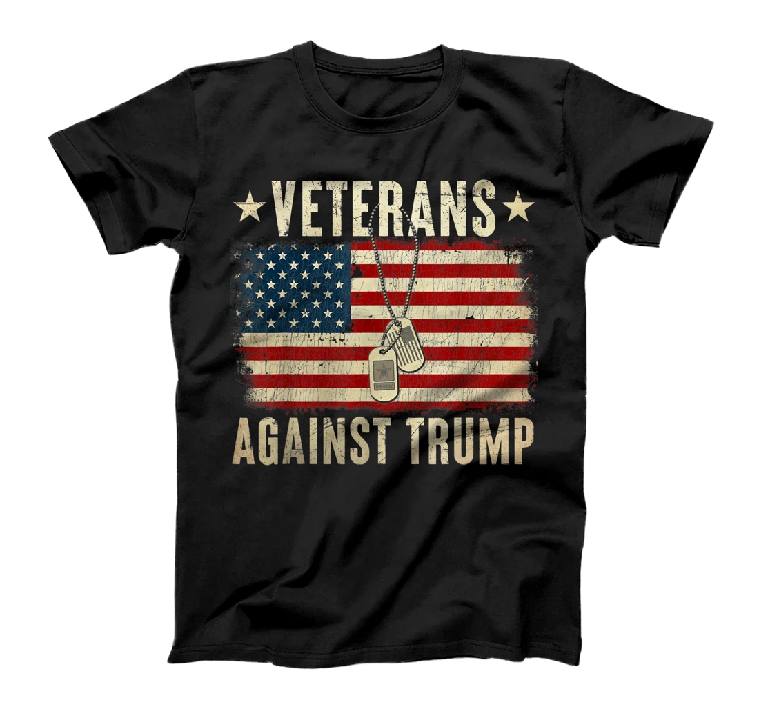 Vintage Veterans Against Trump American Flag T-Shirt