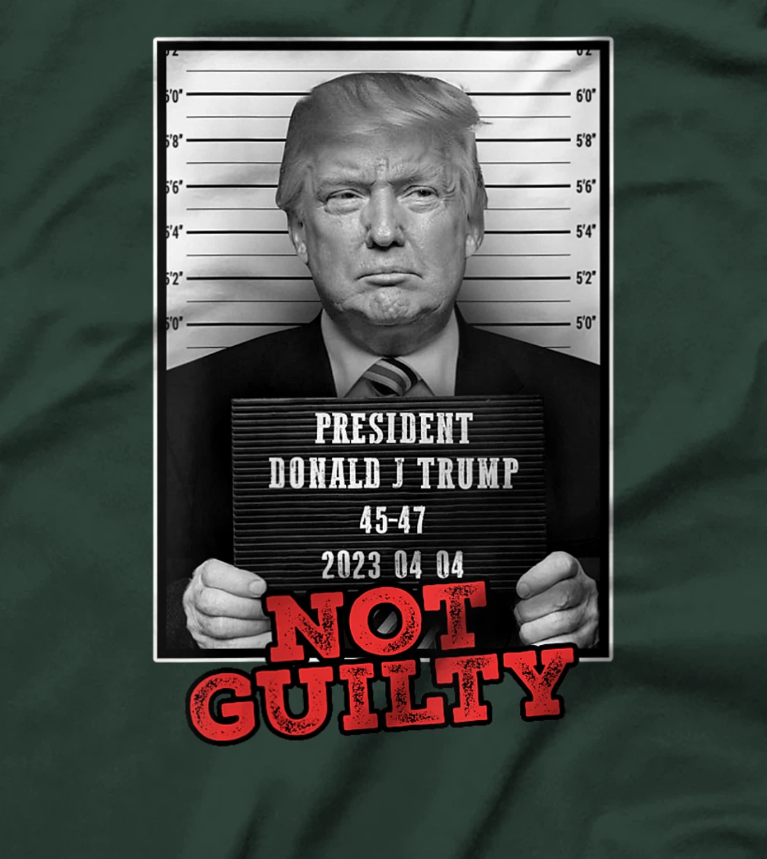 Womens Funny Donald Trump Not Guilty Mug Shot, Free Trump 2024 T-Shirt