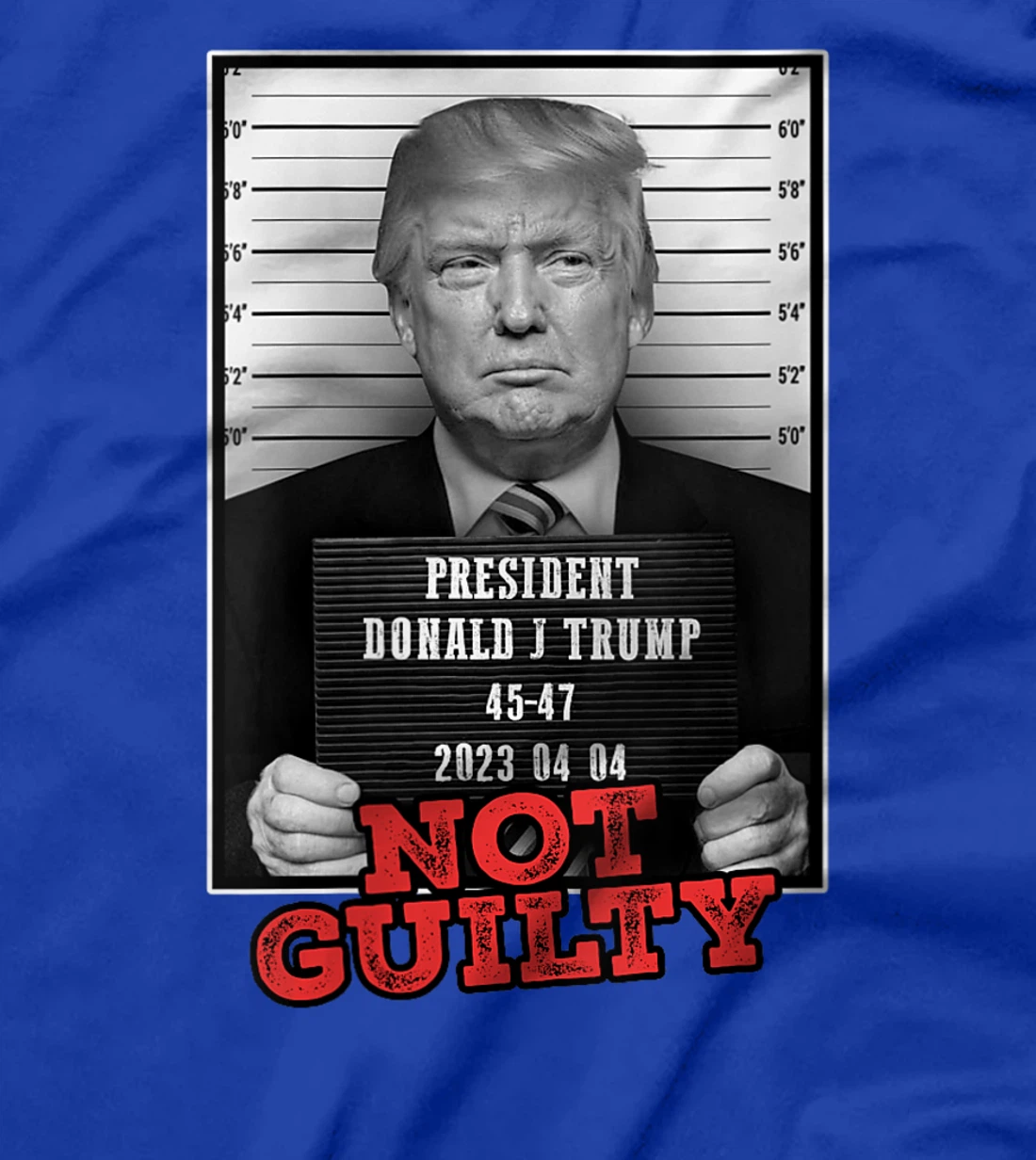 Womens Funny Donald Trump Not Guilty Mug Shot, Free Trump 2024 T-Shirt