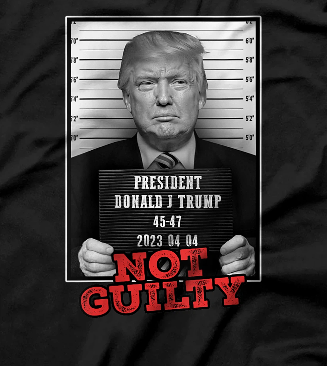 Womens Funny Donald Trump Not Guilty Mug Shot, Free Trump 2024 T-Shirt