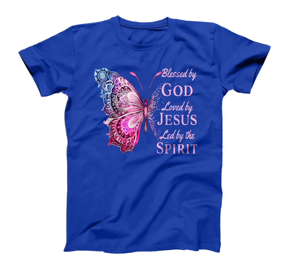Blessed by God Loved by Jesus Pink Butterfly T-Shirt