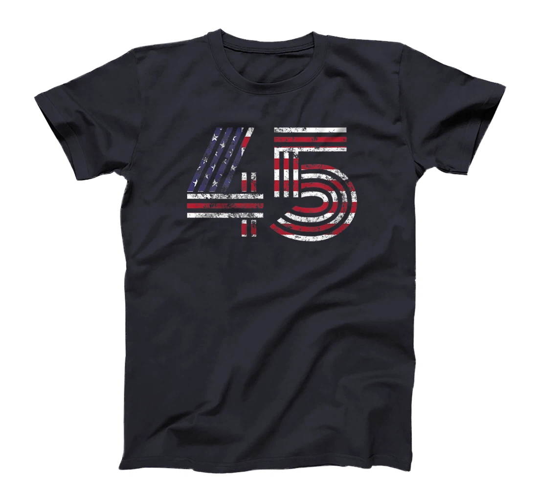 45 American Flag - Support President Trump - Political T-Shirt