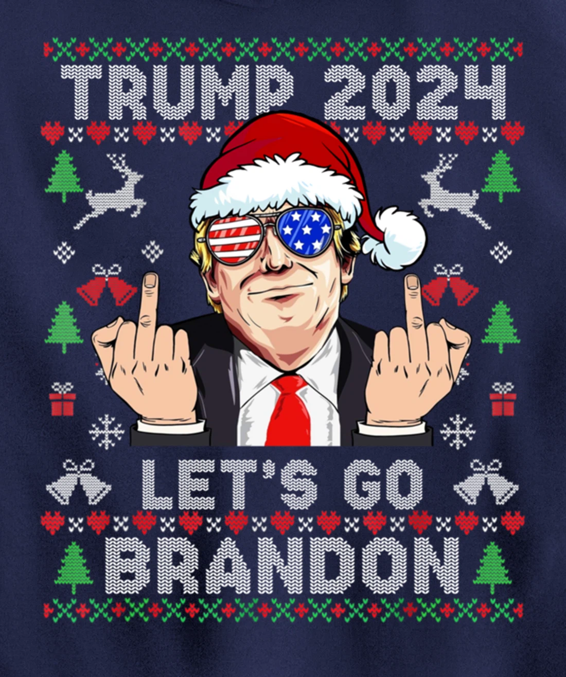 Trump Back 2024 Let's Go Branson Brandon Ugly Sweater Pullover Hoodie