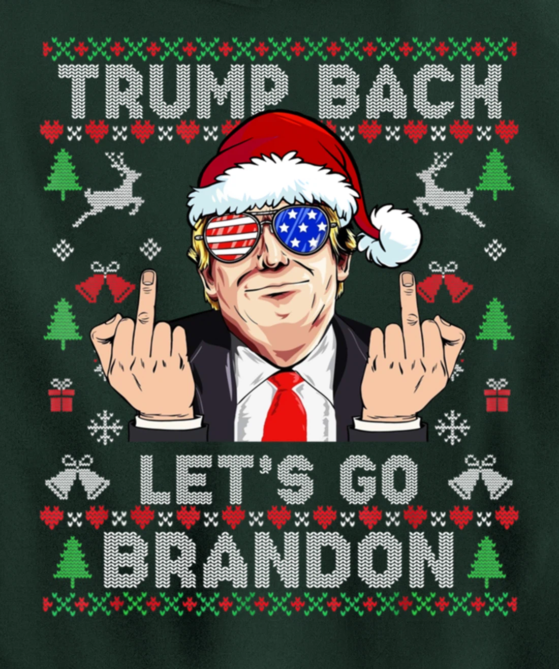 Trump Back 2024 Let's Go Branson Brandon Ugly Sweater Pullover Hoodie