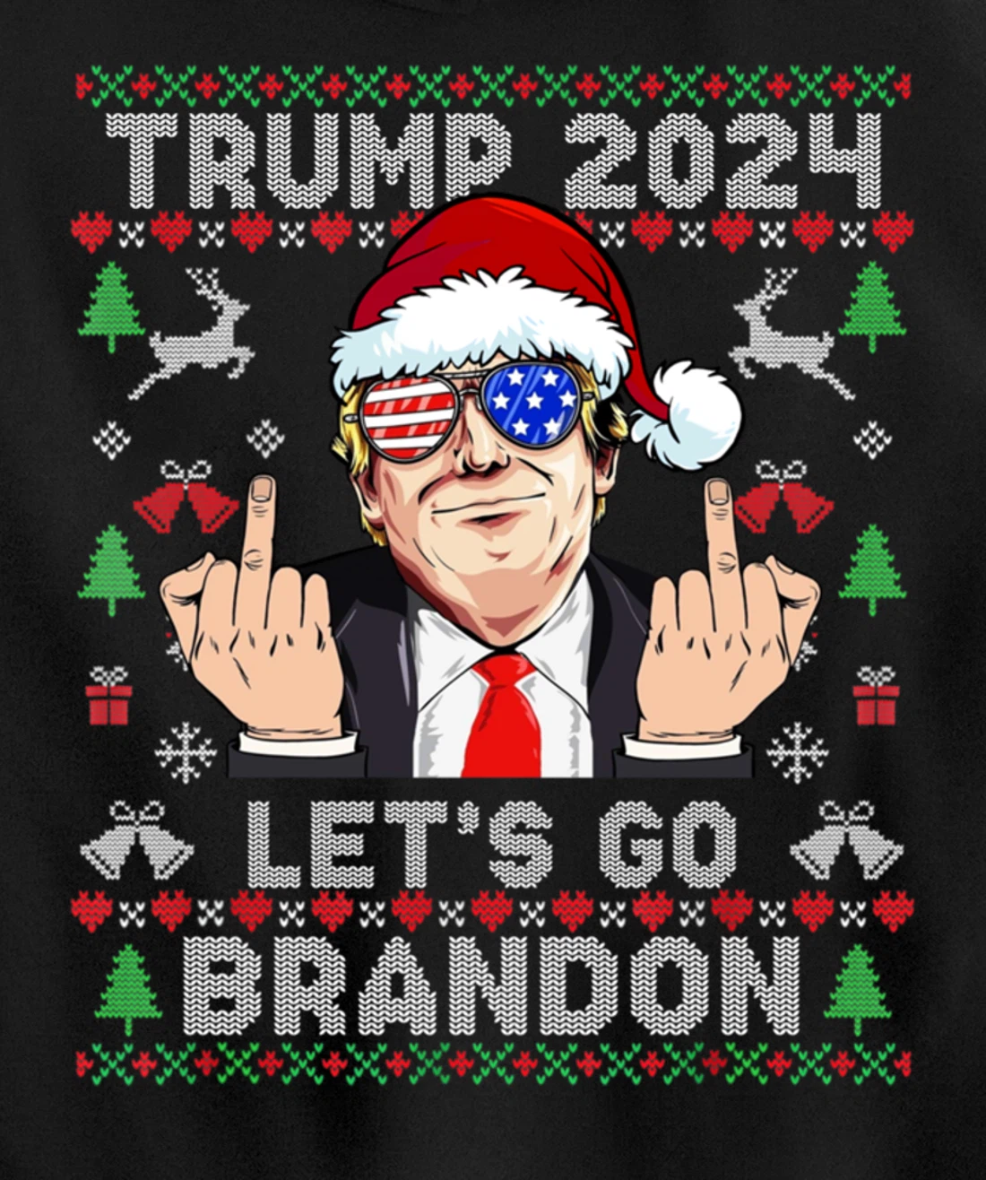 Trump Back 2024 Let's Go Branson Brandon Ugly Sweater Pullover Hoodie