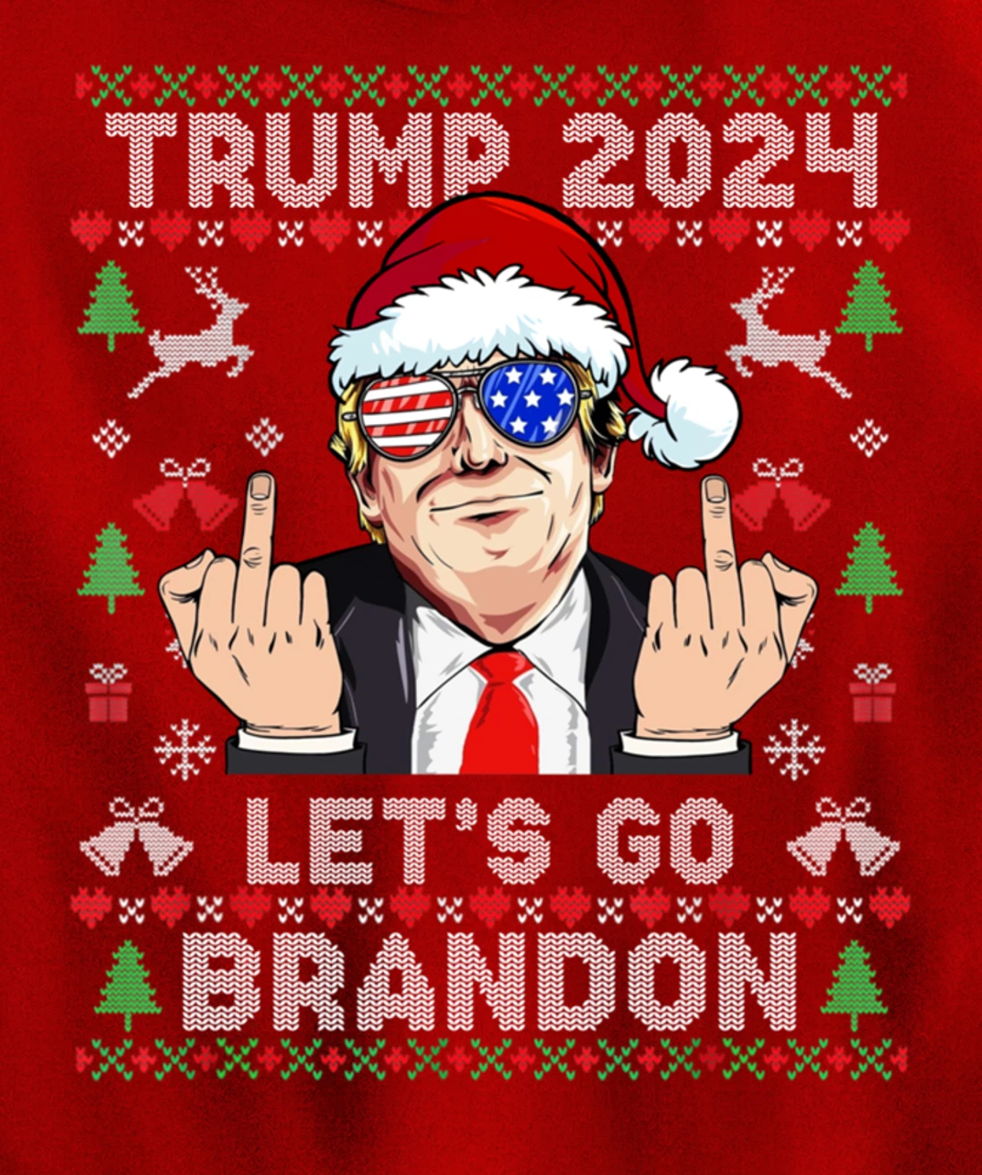 Trump Back 2024 Let's Go Branson Brandon Ugly Sweater Pullover Hoodie