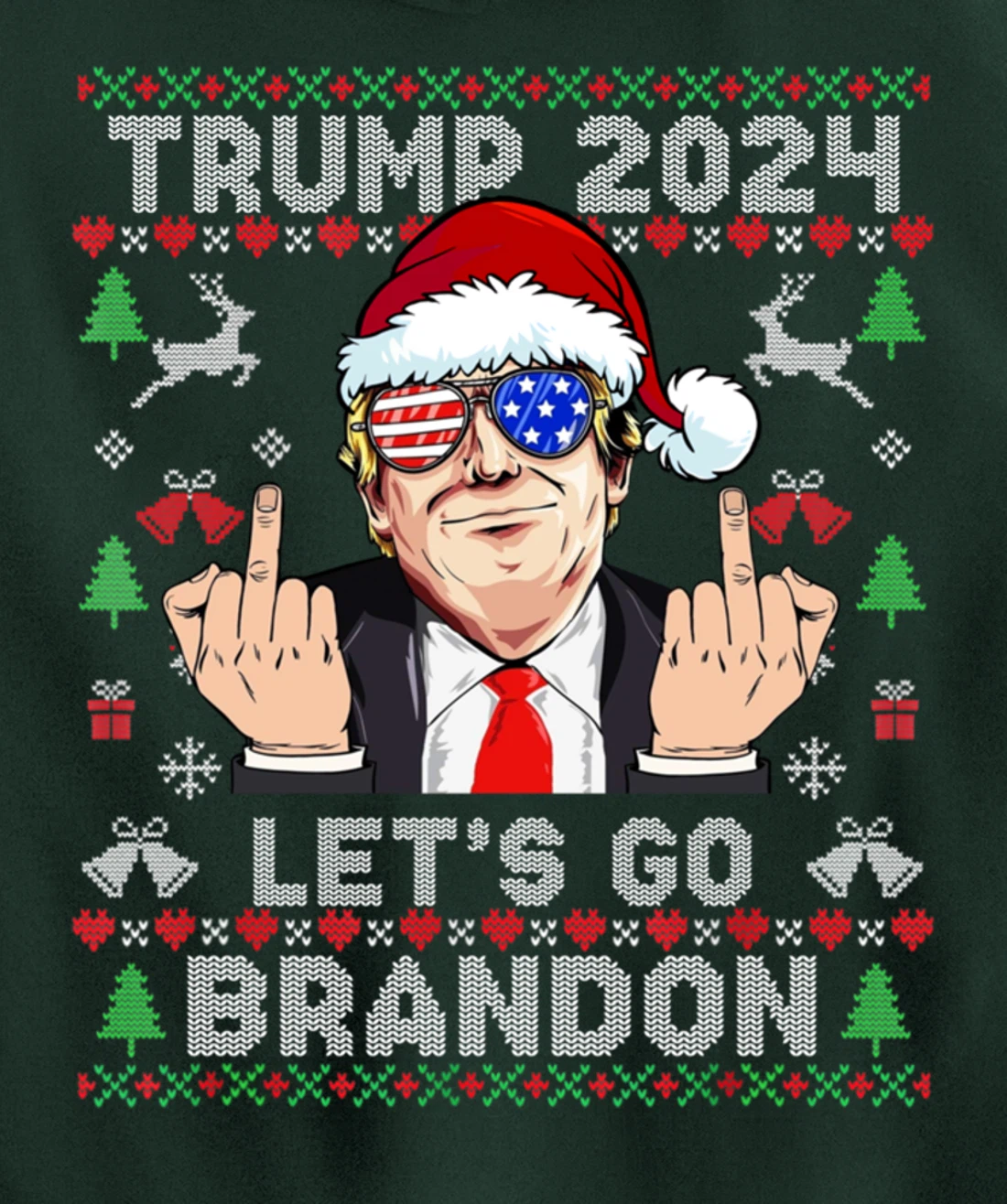 Trump Back 2024 Let's Go Branson Brandon Ugly Sweater Pullover Hoodie