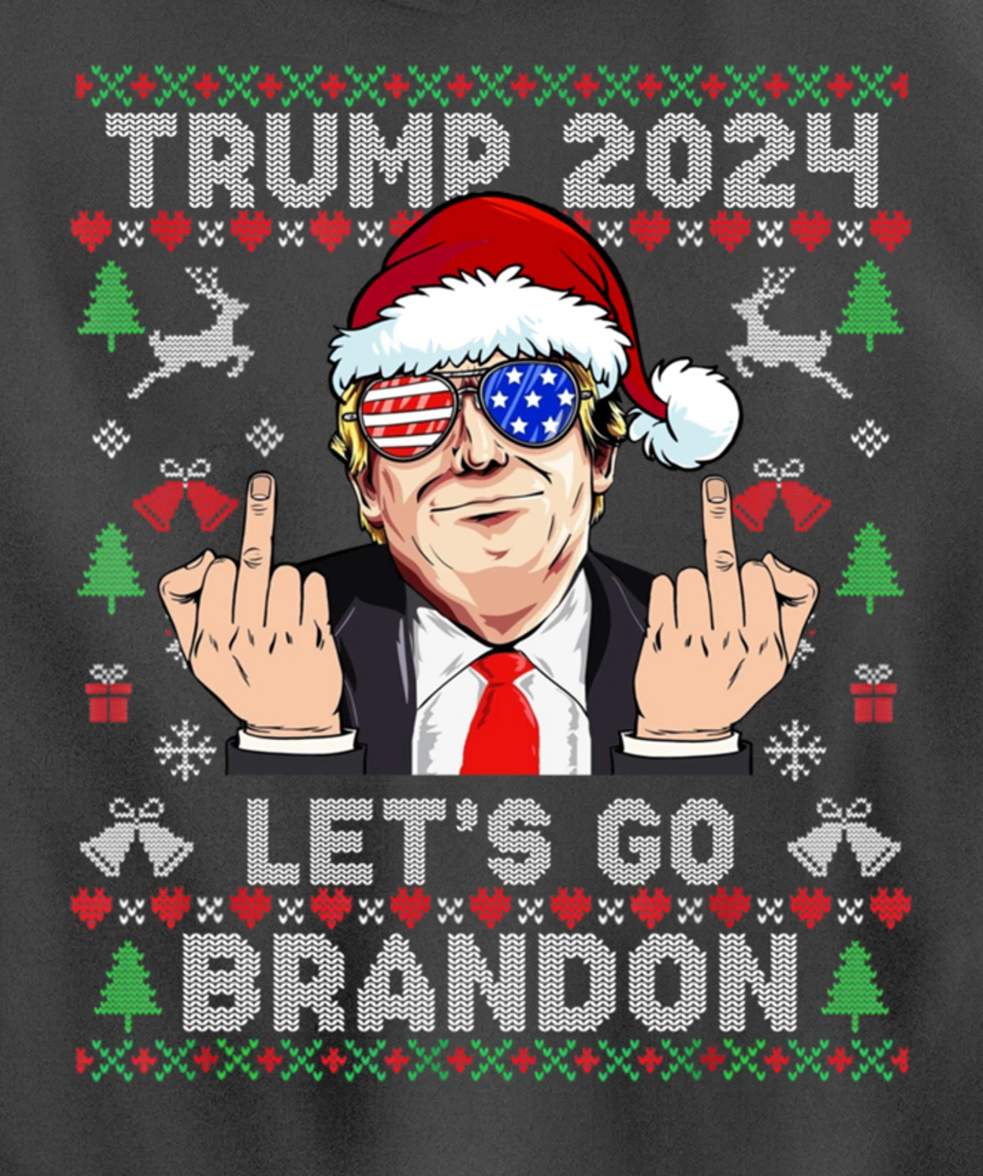 Trump Back 2024 Let's Go Branson Brandon Ugly Sweater Pullover Hoodie