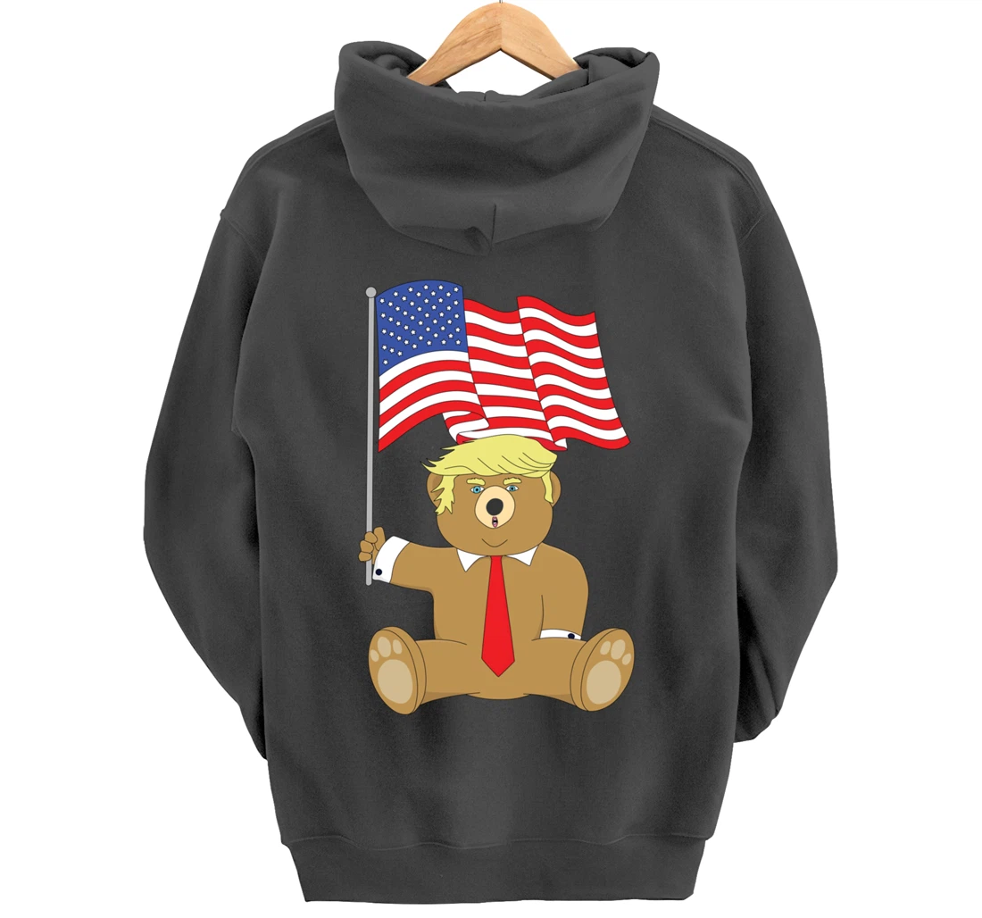 Trump Bear USA Flag Patriot Funny Red Pill Election Women Pullover Hoodie