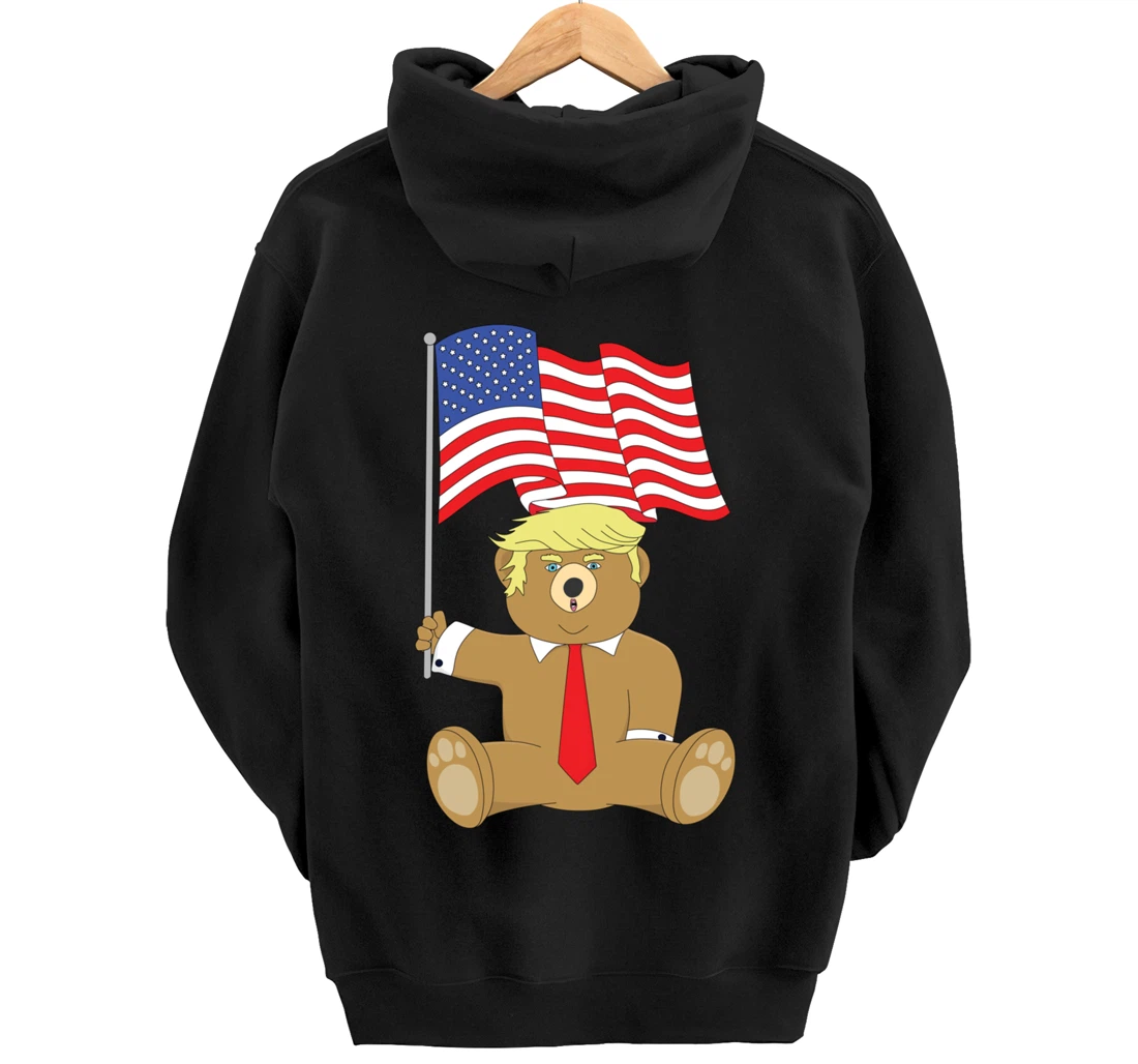Trump Bear USA Flag Patriot Funny Red Pill Election Women Pullover Hoodie