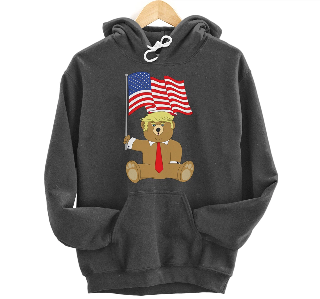 Trump Bear USA Flag Patriot Funny Red Pill Election Women Pullover Hoodie