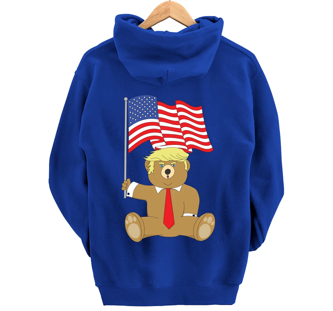 Trump Bear USA Flag Patriot Funny Red Pill Election Women Pullover Hoodie