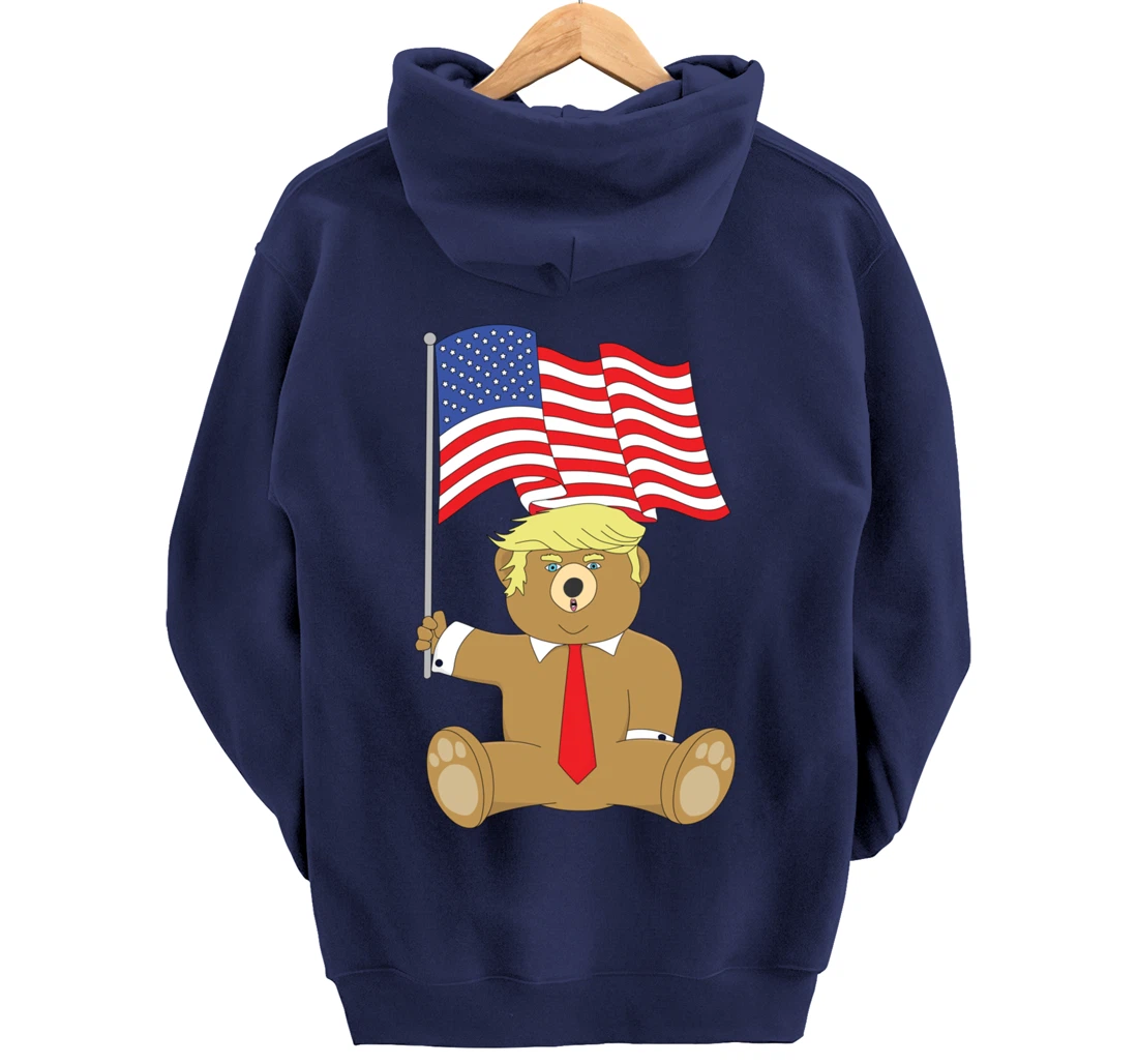 Trump Bear USA Flag Patriot Funny Red Pill Election Women Pullover Hoodie