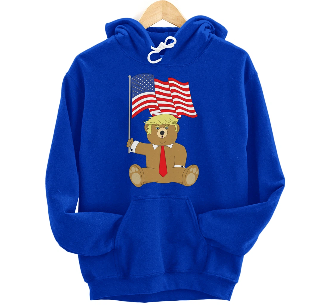 Trump Bear USA Flag Patriot Funny Red Pill Election Women Pullover Hoodie
