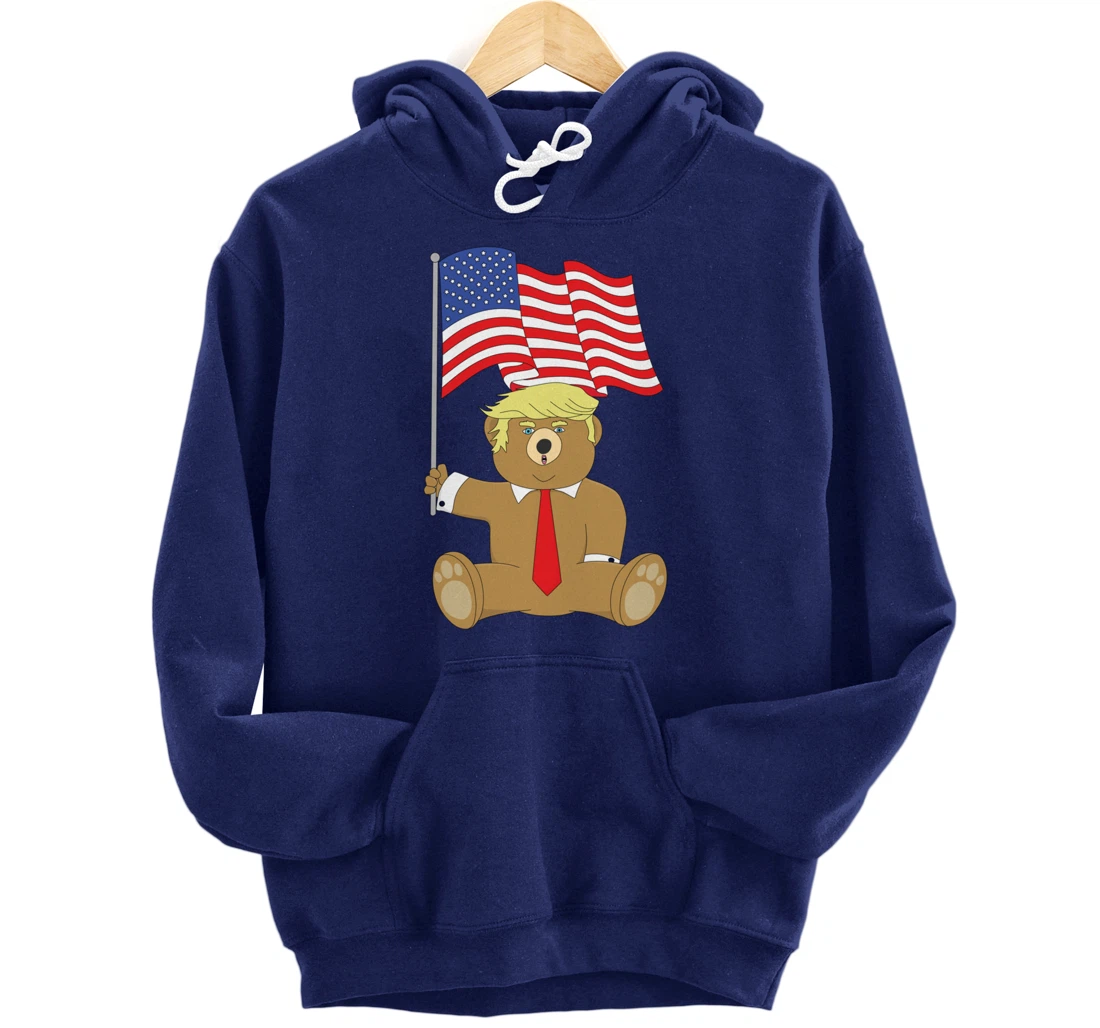 Trump Bear USA Flag Patriot Funny Red Pill Election Women Pullover Hoodie