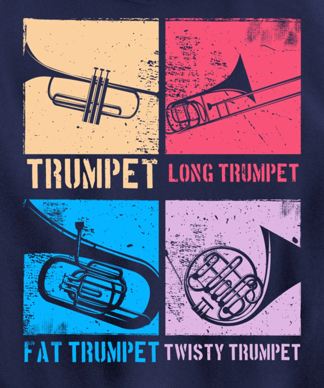 Funny Trumpet Player Marching Band Jazz Hoodie, Fat Trumpet Pullover Hoodie