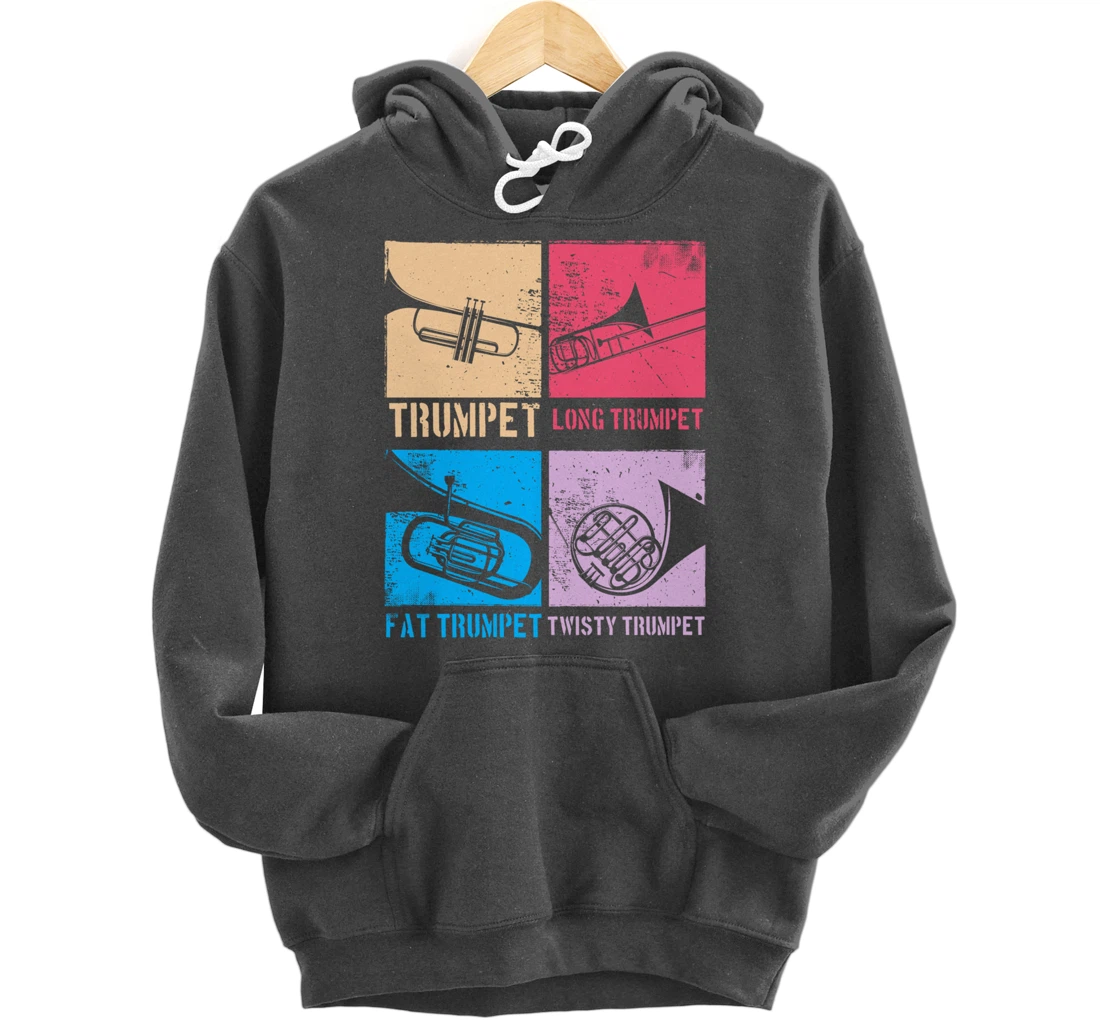 Funny Trumpet Player Marching Band Jazz Hoodie, Fat Trumpet Pullover Hoodie