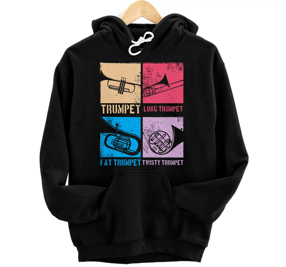 Funny Trumpet Player Marching Band Jazz Hoodie, Fat Trumpet Pullover Hoodie