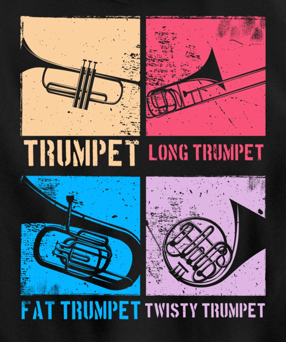 Funny Trumpet Player Marching Band Jazz Hoodie, Fat Trumpet Pullover Hoodie