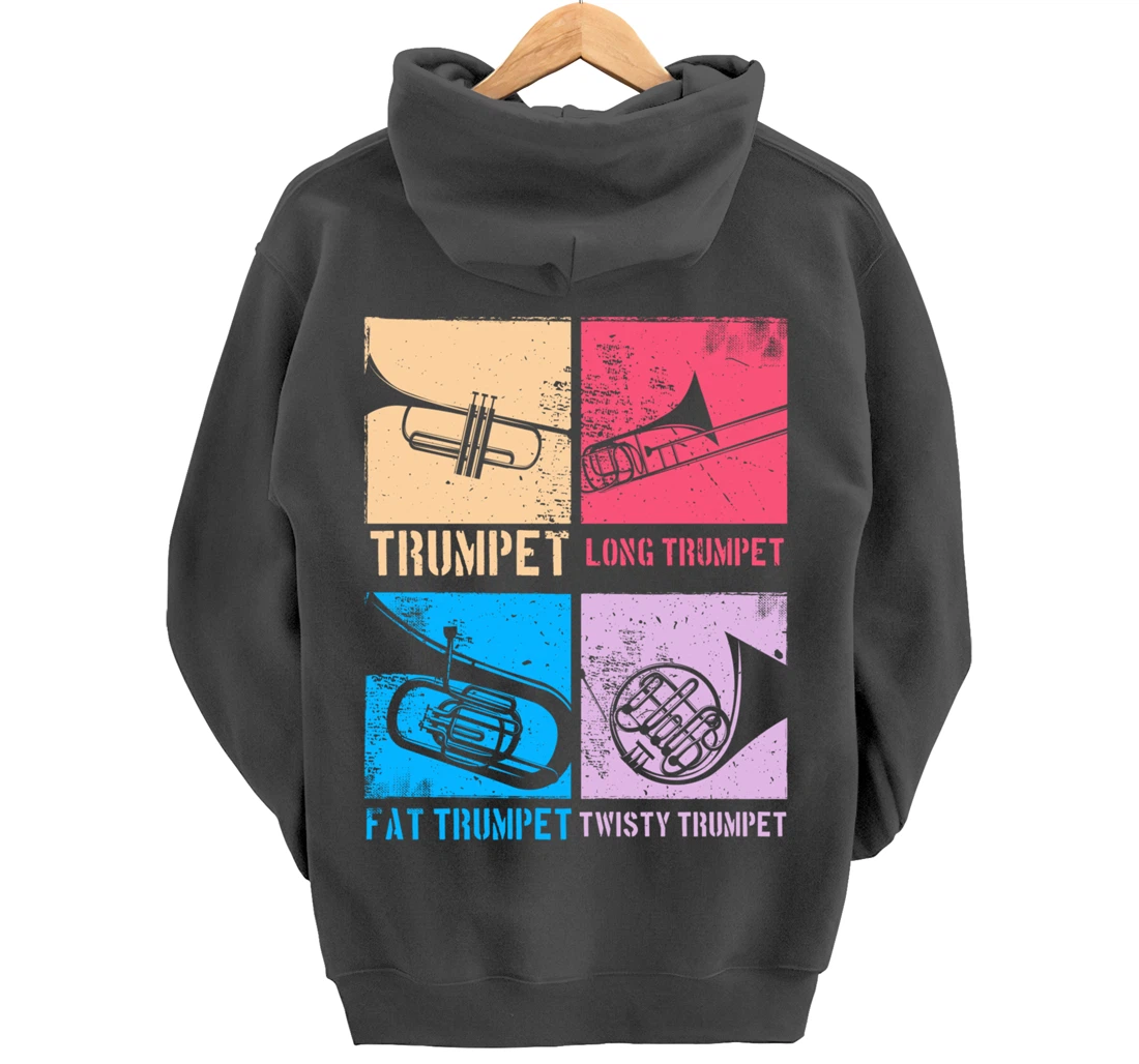 Funny Trumpet Player Marching Band Jazz Hoodie, Fat Trumpet Pullover Hoodie