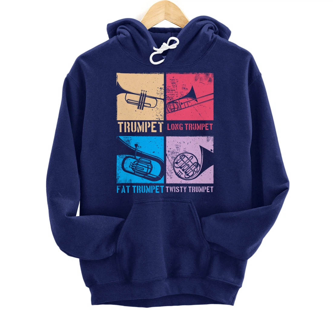 Funny Trumpet Player Marching Band Jazz Hoodie, Fat Trumpet Pullover Hoodie