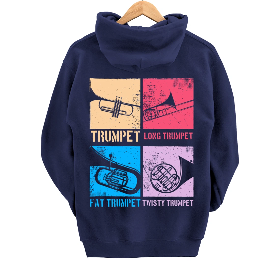 Funny Trumpet Player Marching Band Jazz Hoodie, Fat Trumpet Pullover Hoodie