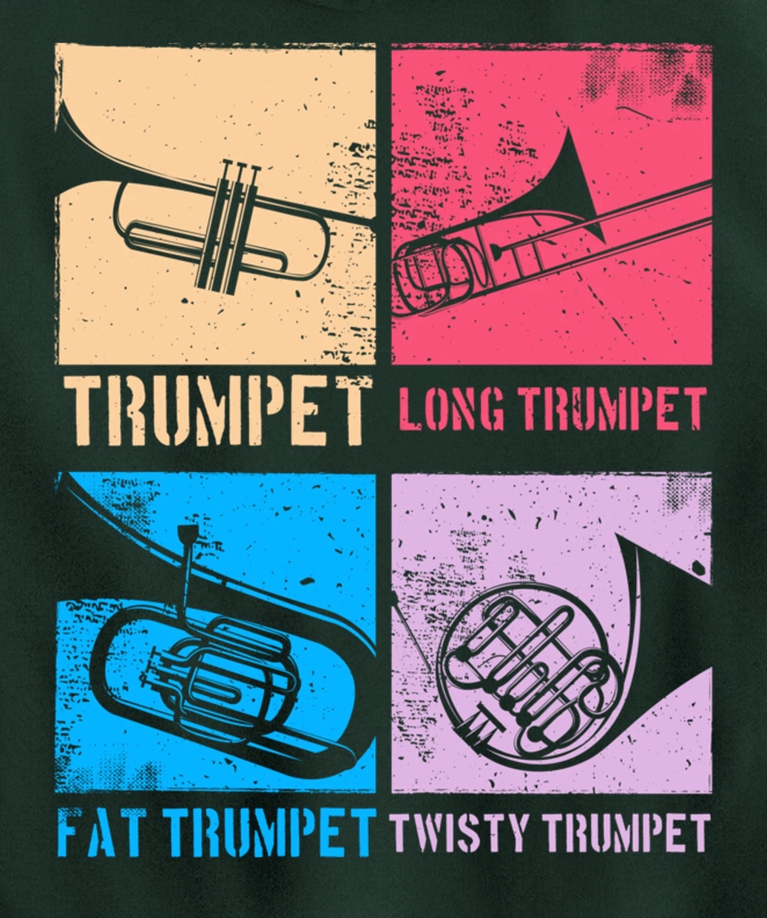 Funny Trumpet Player Marching Band Jazz Hoodie, Fat Trumpet Pullover Hoodie