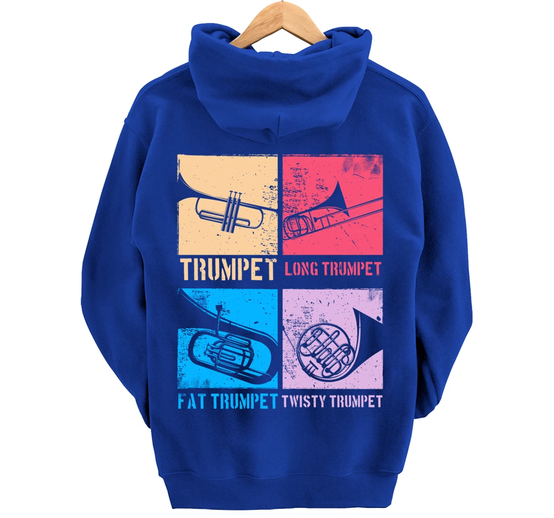 Funny Trumpet Player Marching Band Jazz Hoodie, Fat Trumpet Pullover Hoodie