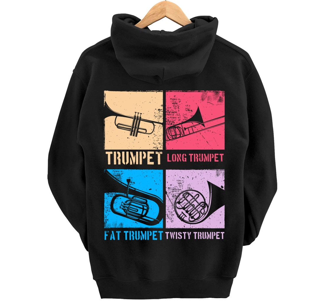 Funny Trumpet Player Marching Band Jazz Hoodie, Fat Trumpet Pullover Hoodie