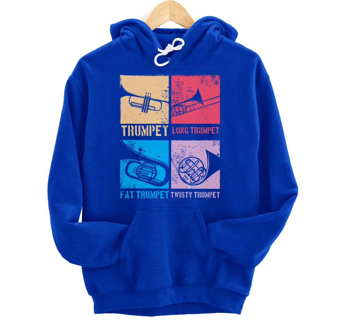 Funny Trumpet Player Marching Band Jazz Hoodie, Fat Trumpet Pullover Hoodie