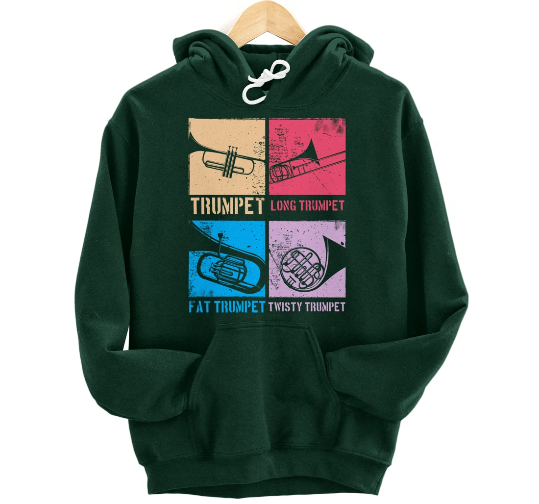 Funny Trumpet Player Marching Band Jazz Hoodie, Fat Trumpet Pullover Hoodie