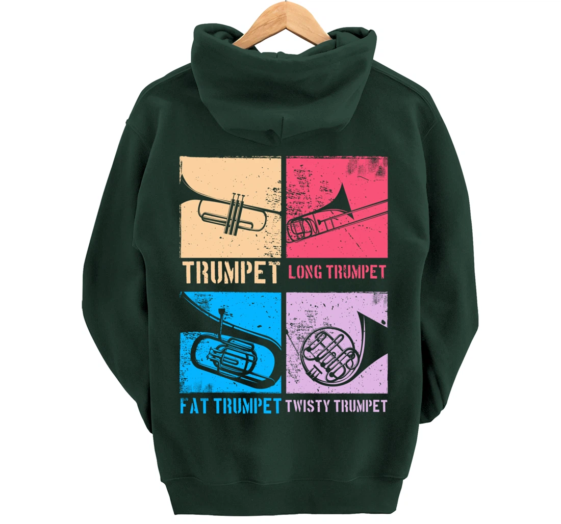 Funny Trumpet Player Marching Band Jazz Hoodie, Fat Trumpet Pullover Hoodie