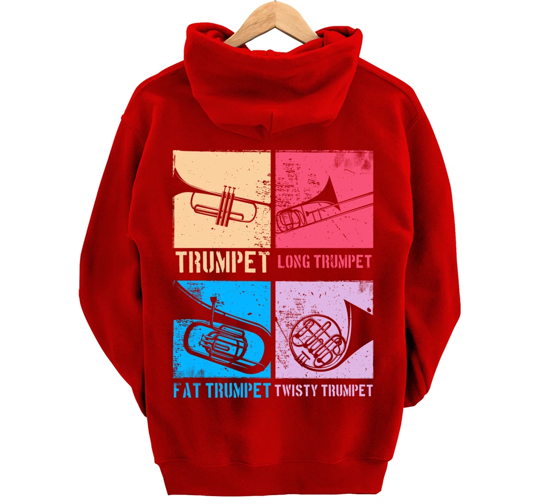 Funny Trumpet Player Marching Band Jazz Hoodie, Fat Trumpet Pullover Hoodie
