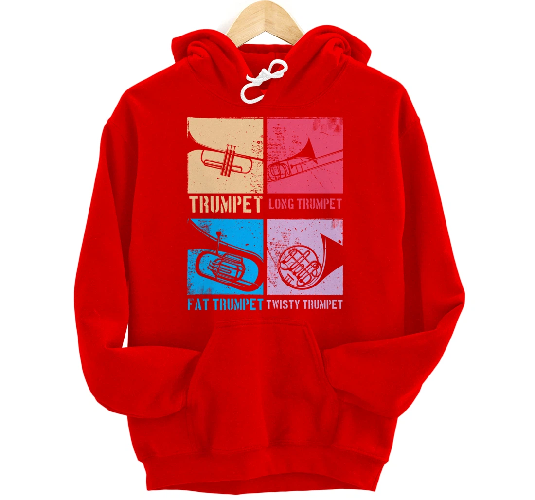 Funny Trumpet Player Marching Band Jazz Hoodie, Fat Trumpet Pullover Hoodie
